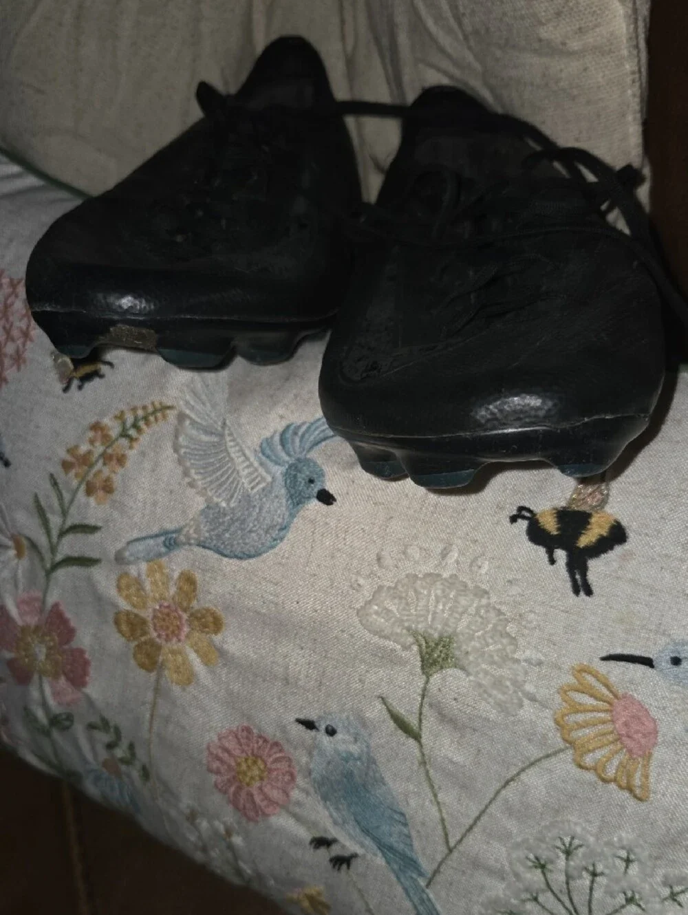 Cleats Nike Women's Black Athletic Soccer Shoes with Subtle Blue Accents